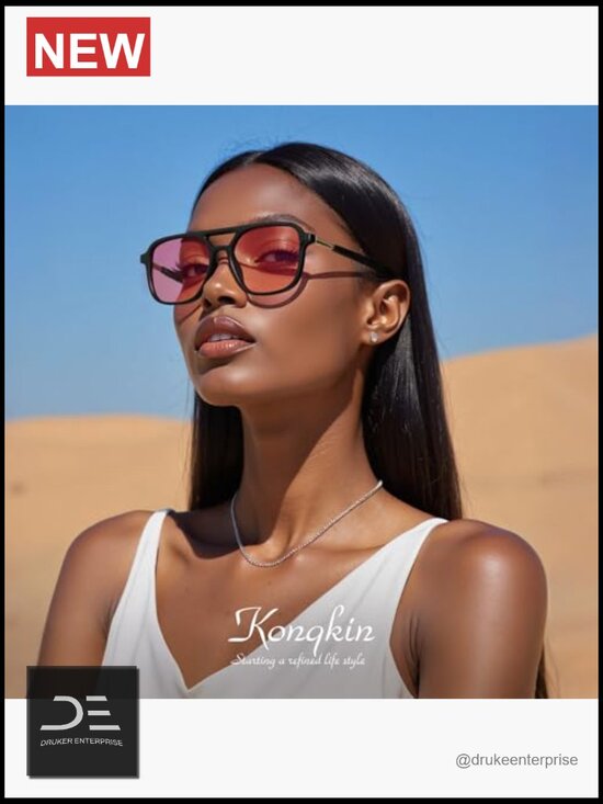 Retro Aviator Sunglasses Polarized Trendy Rectangle UV Protection Unisex main image 7